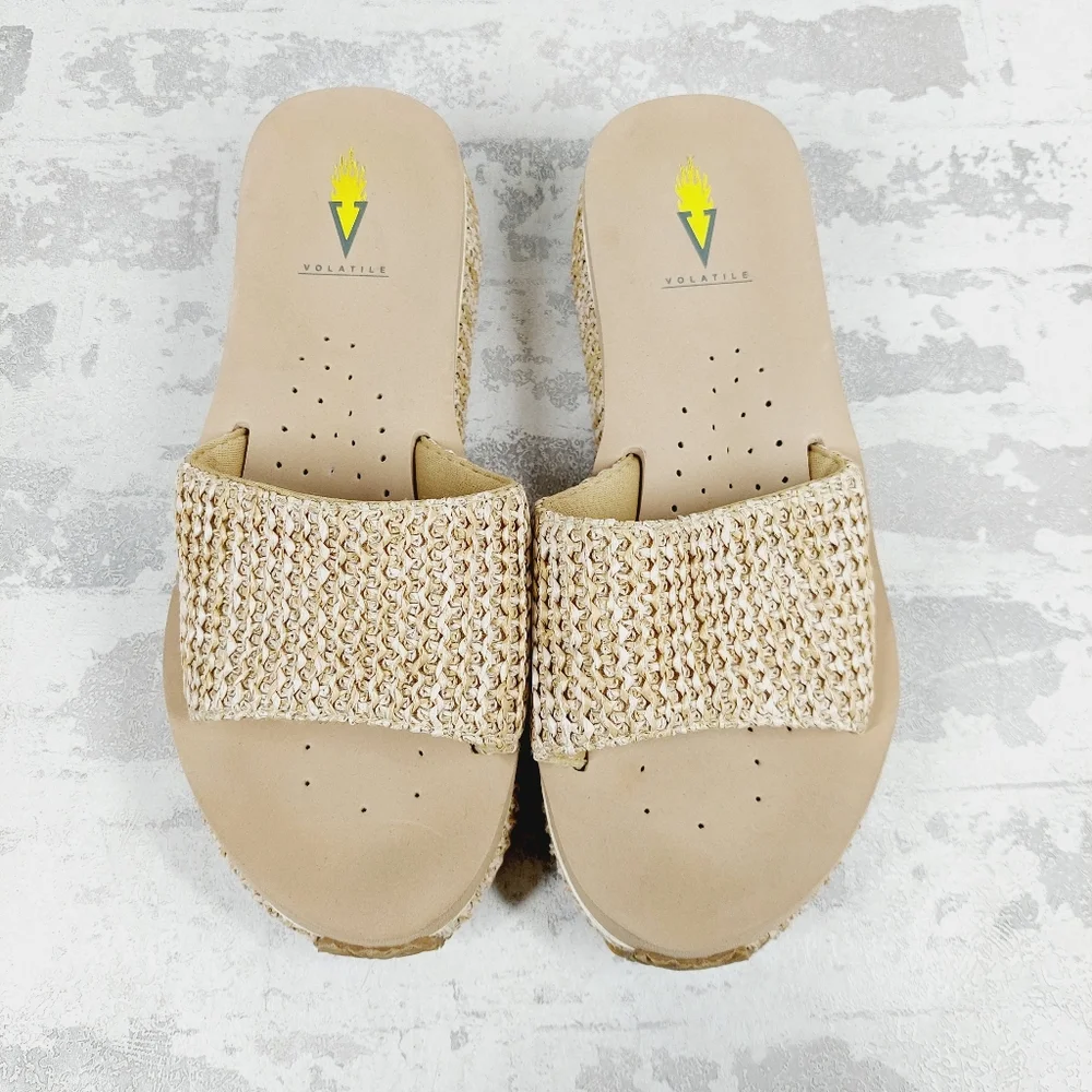 Volatile Tan Woven Platform Slide Sandals - Picture 9 of 12